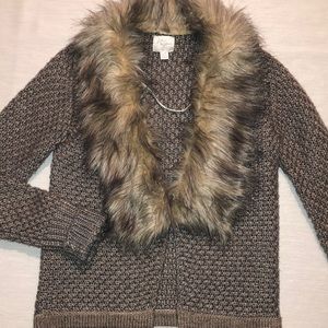 Anthropologie John and Jenn Faux Fur Cardi